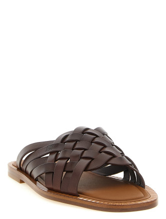 Шлепанцы MIU Waxed leather sandals (5XX678FA0153ZN8F0201) #