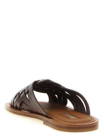 Шлепанцы MIU Waxed leather sandals (5XX678FA0153ZN8F0201) #