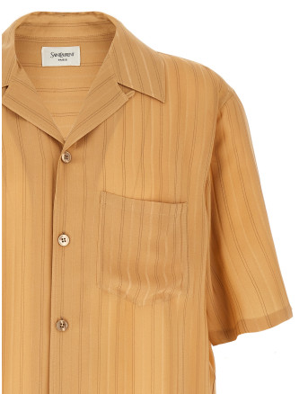 Рубашка, блузка SAINT LAURENT Striped silk shirt (860621Y7J399096) #
