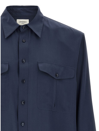 Рубашка, блузка SAINT LAURENT Viscose and silk shirt (854249Y2N494812) #