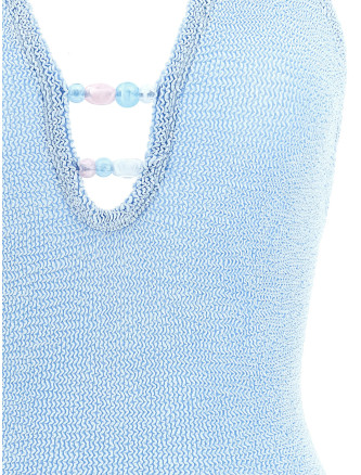Пляжная одежда HUNZA G 'Adriana' (ADRIANABEADEDSWIMMETALLICICEBLUE) #