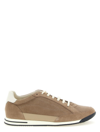 Knit-effect suede sneakers