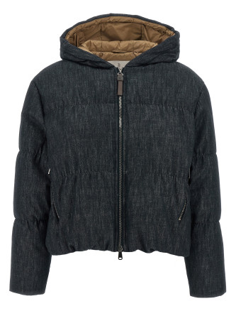 Пуховик BRUNELLO CUCINELLI Denim-effect twill down jacket