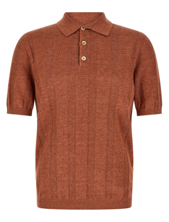 Поло BRUNELLO CUCINELLI Wide ribbed polo shirt