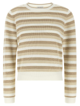 Свитер, кардиган BRUNELLO CUCINELLI Striped cotton sweater