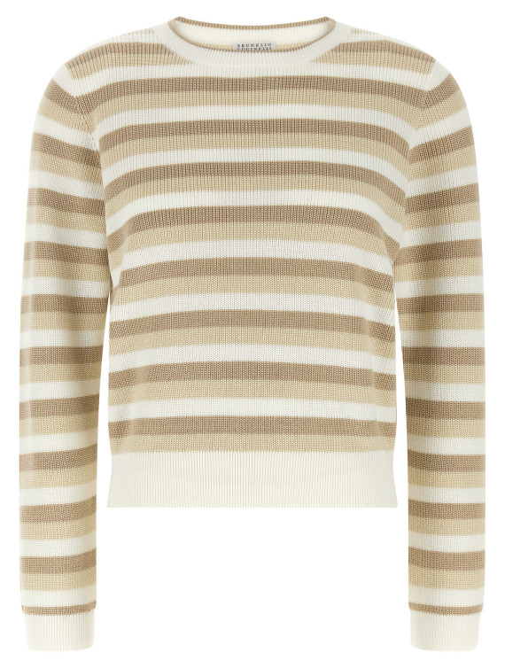 Свитер, кардиган BRUNELLO CUCINELLI Striped cotton sweater (M19271030CEI62) #1