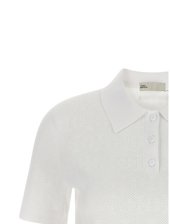 Поло TORY BURCH Pointelle viscose polo shirt (182085100) #