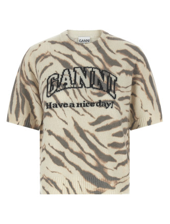 Свитер, кардиган GANNI Logo intarsia sweater