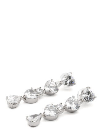 Серьги SELF PORTRAIT 'Crystal Heart Tiered' (PF26616ESLSILVER) #