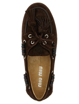 Лоферы MIU Suede boat shoe (5D518EF005054F0003) #