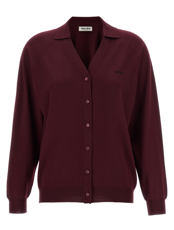 Свитер, кардиган MIU Logo intarsia cardigan (MMF02ZSOOO16WJF0869) #1