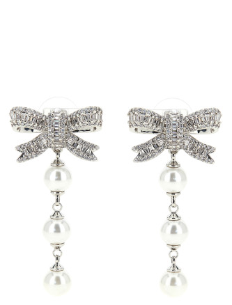 'Crystal Bow Pearl Droplet' earrings