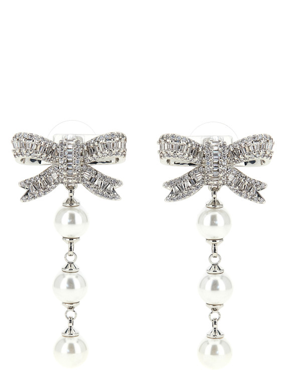 Серьги SELF PORTRAIT 'Crystal Bow Pearl Droplet' (PF26601ESLSILVER) #1