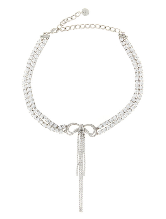 Ожерелье SELF PORTRAIT 'Double Crystal Bow' (PF26606NSLSILVER) #1