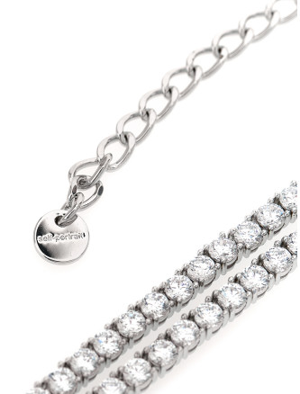 Ожерелье SELF PORTRAIT 'Double Crystal Bow' (PF26606NSLSILVER) #