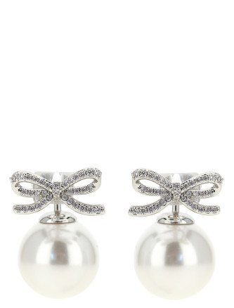 'Crystal Bow Pearl Back' earrings