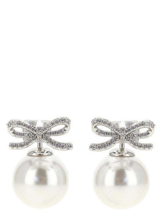 Серьги SELF PORTRAIT 'Crystal Bow Pearl Back' (PF26604ESLSILVER) #1