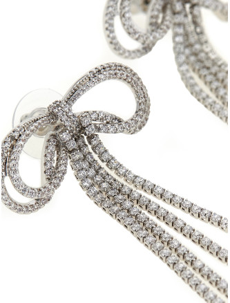 Серьги SELF PORTRAIT 'Double Crystal Bow' (PF26606ESLSILVER) #