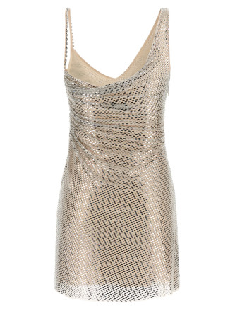 Мини SELF PORTRAIT 'Champagne Rhinestone Draped Mini' (PF26041SCHCHAMPAGNE) #