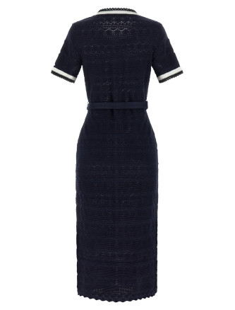 Миди SELF PORTRAIT 'Navy Pointelle Knit Midi' (PF26072MANNAVY) #
