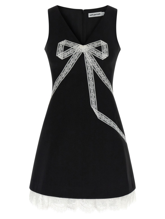 Мини SELF PORTRAIT 'Black Crêpe Bow Lace Mini' (PF26004SBBLACK) #1