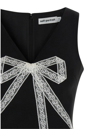 Мини SELF PORTRAIT 'Black Crêpe Bow Lace Mini' (PF26004SBBLACK) #