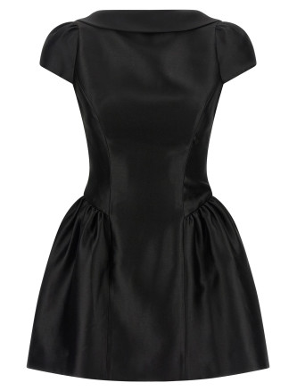 'Black Taffetà Collared Mini' dress