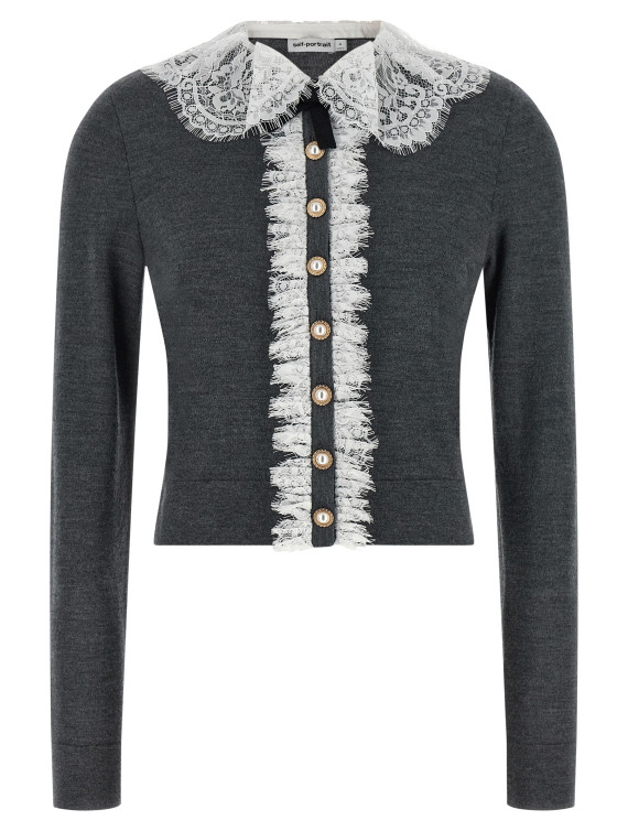 Свитер, кардиган SELF PORTRAIT 'Grey Lace Collar Knit' (PF26134CGRGREY) #1