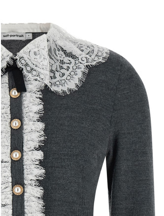 Свитер, кардиган SELF PORTRAIT 'Grey Lace Collar Knit' (PF26134CGRGREY) #