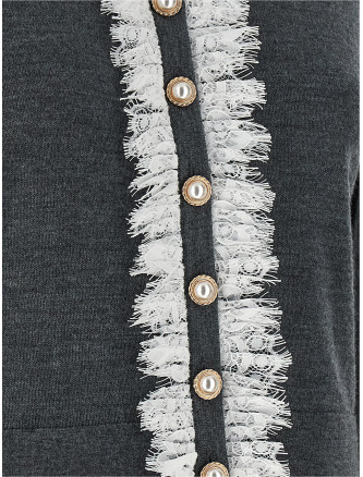 Свитер, кардиган SELF PORTRAIT 'Grey Lace Collar Knit' (PF26134CGRGREY) #