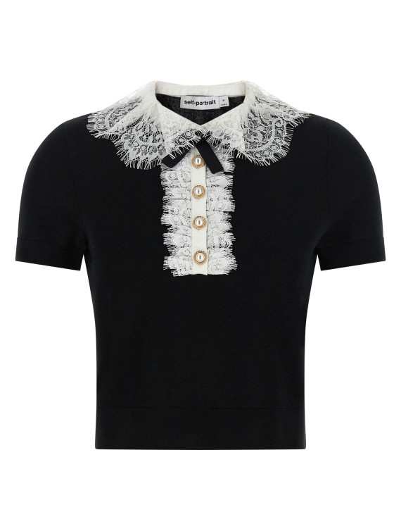 Повседневный топ SELF PORTRAIT 'Black Knit Lace Collar' (PF26134TBBLACK) #1