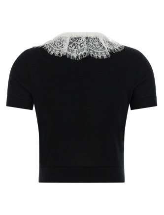 Повседневный топ SELF PORTRAIT 'Black Knit Lace Collar' (PF26134TBBLACK) #