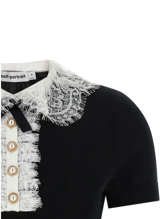 Повседневный топ SELF PORTRAIT 'Black Knit Lace Collar' (PF26134TBBLACK) #
