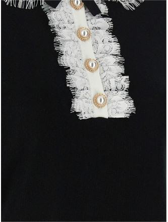 Повседневный топ SELF PORTRAIT 'Black Knit Lace Collar' (PF26134TBBLACK) #
