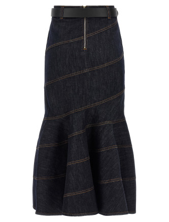 Миди SELF PORTRAIT 'Indigo Denim Belted Midi' (PF26810MSKBLBLUE) #