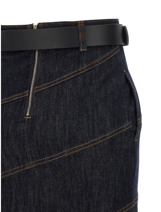 Миди SELF PORTRAIT 'Indigo Denim Belted Midi' (PF26810MSKBLBLUE) #