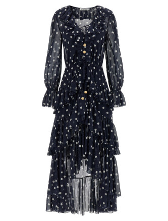 'Polka Dot Georgette Ruffle Maxi' dress