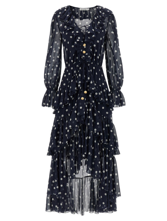 Макси SELF PORTRAIT 'Polka Dot Georgette Ruffle Maxi' (PF26116XBNNAVY) #1