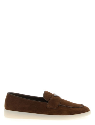 Logo suede loafers