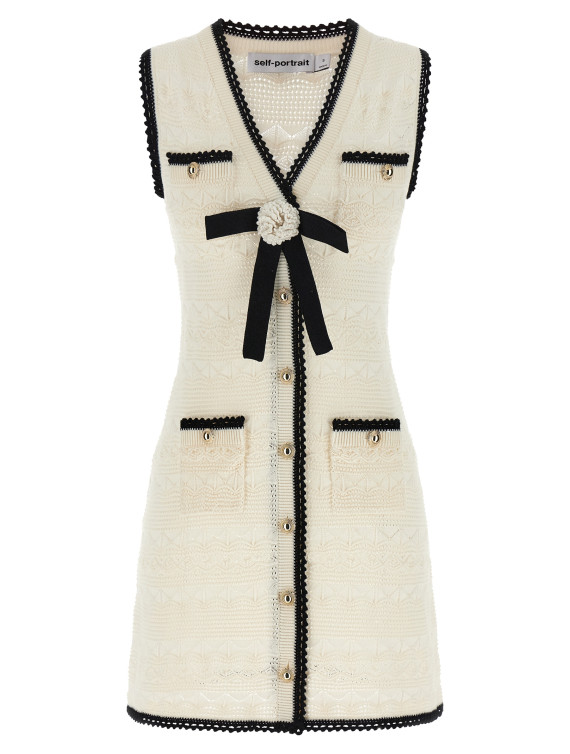 Мини SELF PORTRAIT 'White Pointelle Knit Mini' (PF26075SCWWHITE) #1