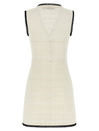 Мини SELF PORTRAIT 'White Pointelle Knit Mini' (PF26075SCWWHITE) #