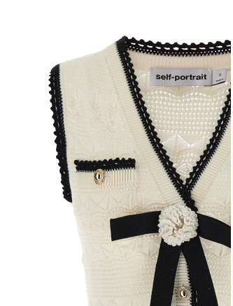 Мини SELF PORTRAIT 'White Pointelle Knit Mini' (PF26075SCWWHITE) #