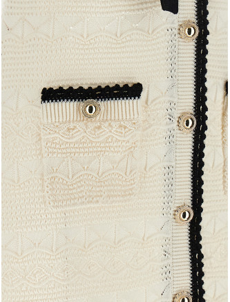 Мини SELF PORTRAIT 'White Pointelle Knit Mini' (PF26075SCWWHITE) #