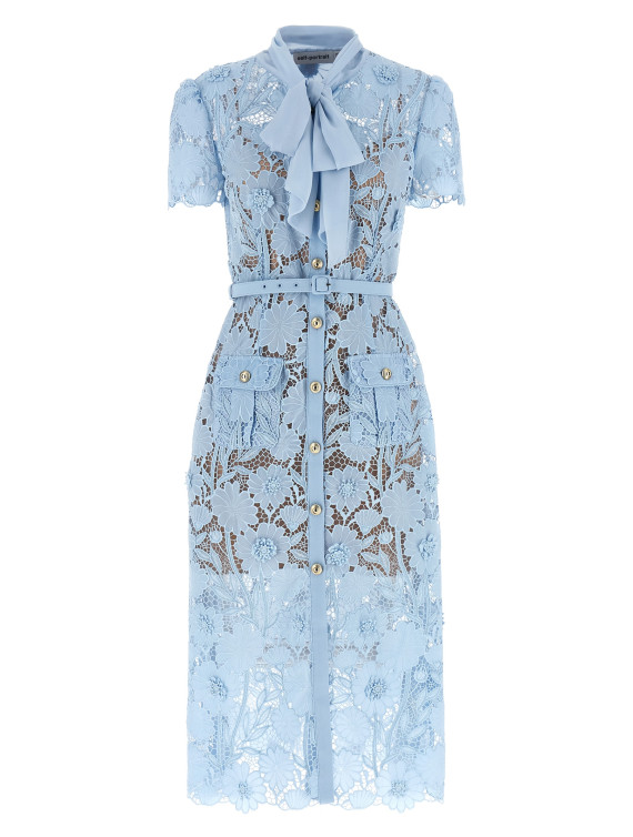Миди SELF PORTRAIT 'Blue Lace Tie Neck Midi' (PF26111MBLBLUE) #1