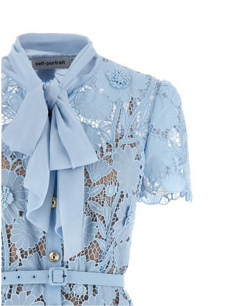 Миди SELF PORTRAIT 'Blue Lace Tie Neck Midi' (PF26111MBLBLUE) #