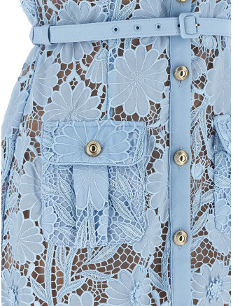 Миди SELF PORTRAIT 'Blue Lace Tie Neck Midi' (PF26111MBLBLUE) #