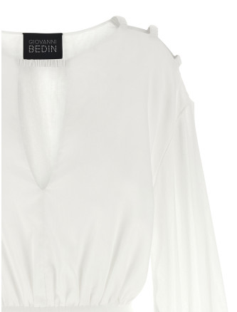 Мини GIOVANNI BEDIN Cotton muslin dress (GBSS26507CBIANCO) #