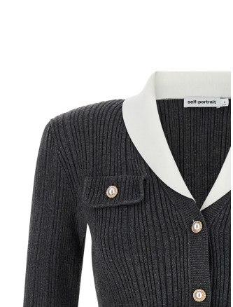 Свитер, кардиган SELF PORTRAIT Ribbed cardigan (PF26131TGRGREY) #