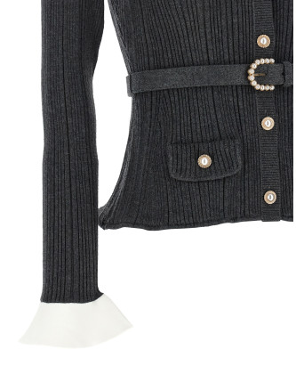 Свитер, кардиган SELF PORTRAIT Ribbed cardigan (PF26131TGRGREY) #