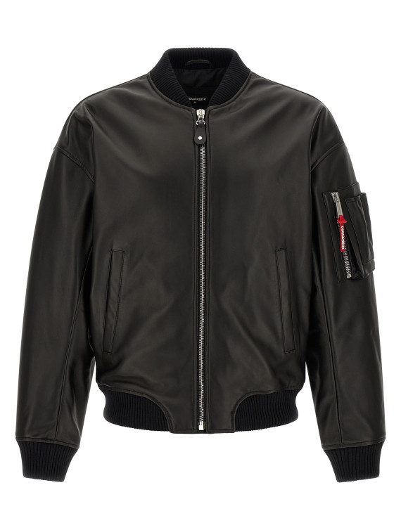 Кожаная куртка DSQUARED2 Leather bomber jacket (S74AM1502SY1491900) #1